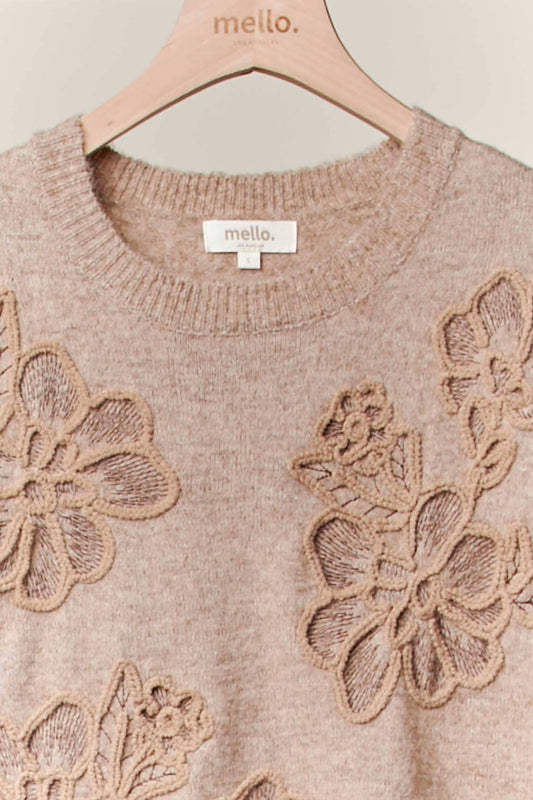 Maison Fleur Embroidered Floral Detail Sweater