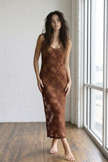 Wanderlust Scoop Neck Crochet Maxi Dress