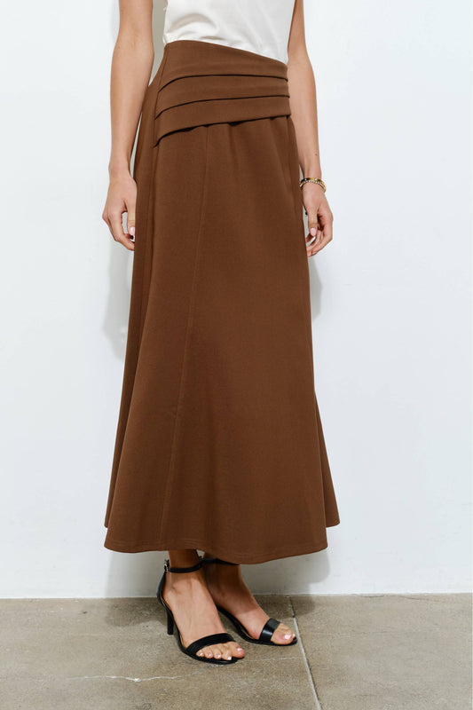 Piper Pleated Waistband Flared Midi Skirt
