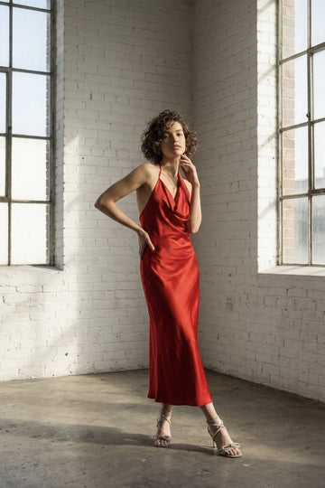 The Scarlett Satin Halter Dress