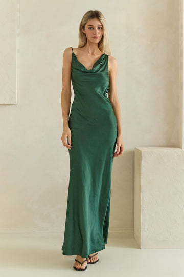 Anastasia Satin Cowl Neck Maxi Dress