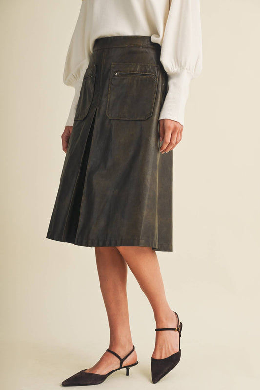 The Riley Inverted Pleat High-Waist Utility Skirt