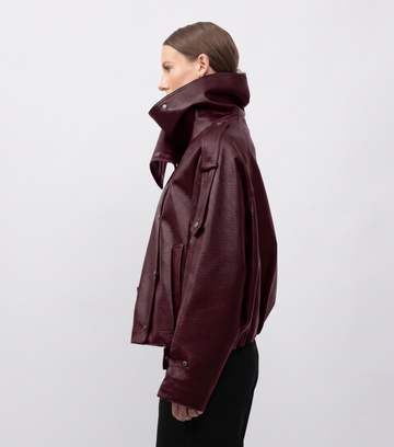Parisian Leatherette Jacket with Standup Collar (Pre-Order for Oct 23)