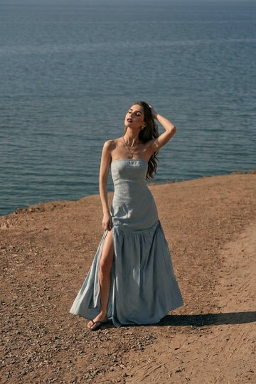 The Cerulean Shore Drop-Waist Maxi Dress