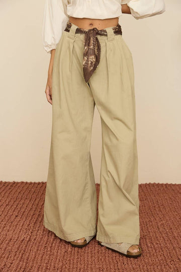 Asher Pleated Wide Leg Chino Pants