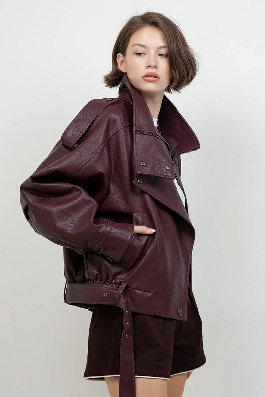 The Rori Oversized Leather Bomber Jacket