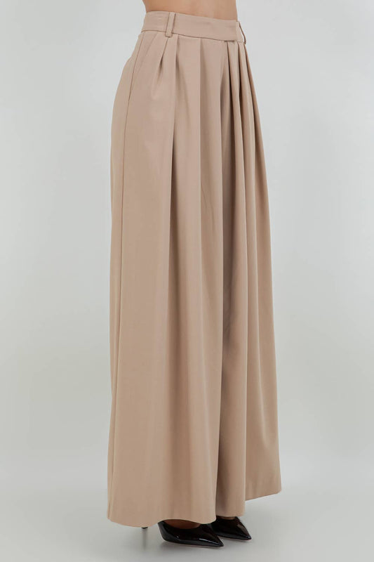 Wide Leg Pleated Soft Trousers
