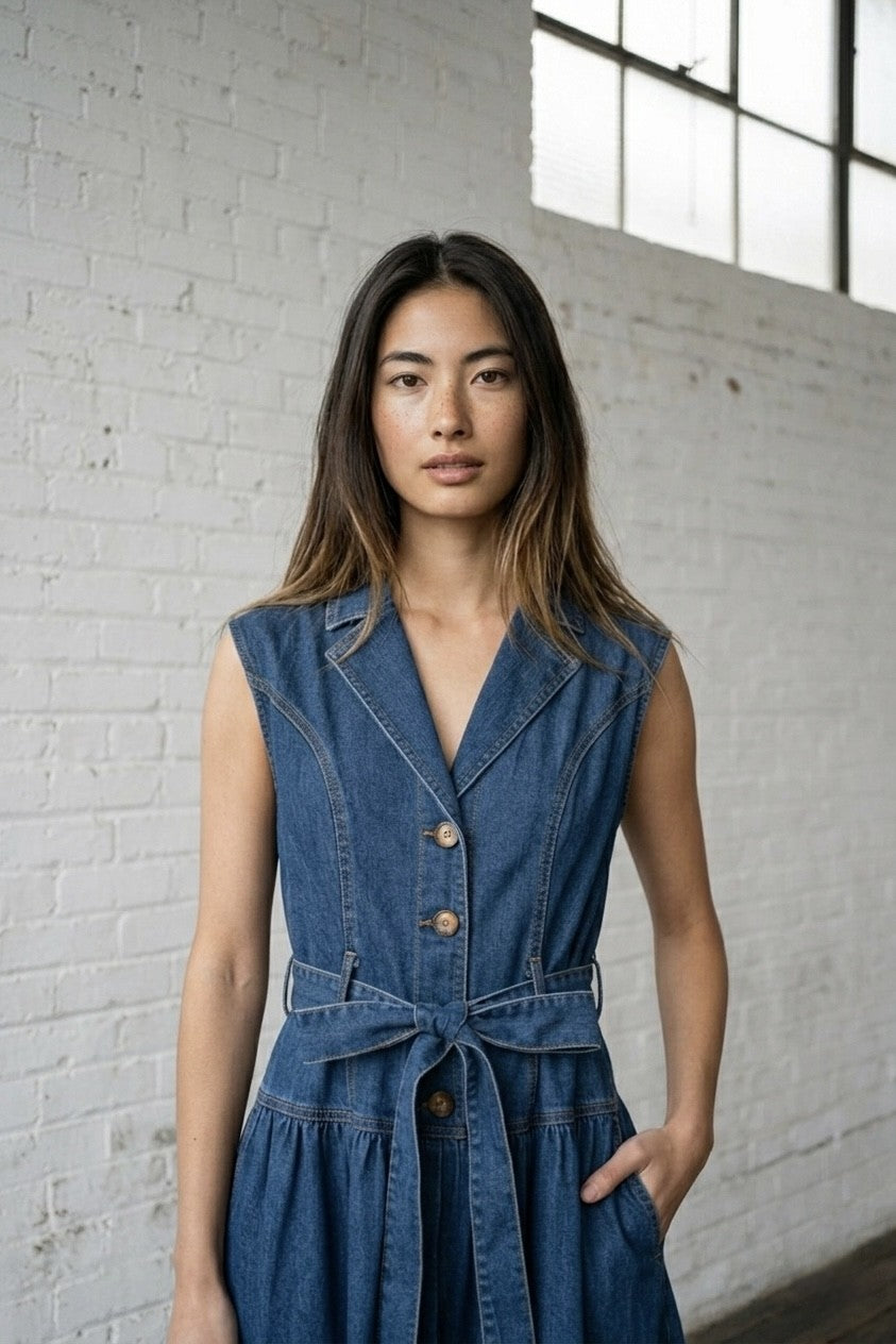 The Studio Loft Denim Midi Dress DARK INDIGO / Large
