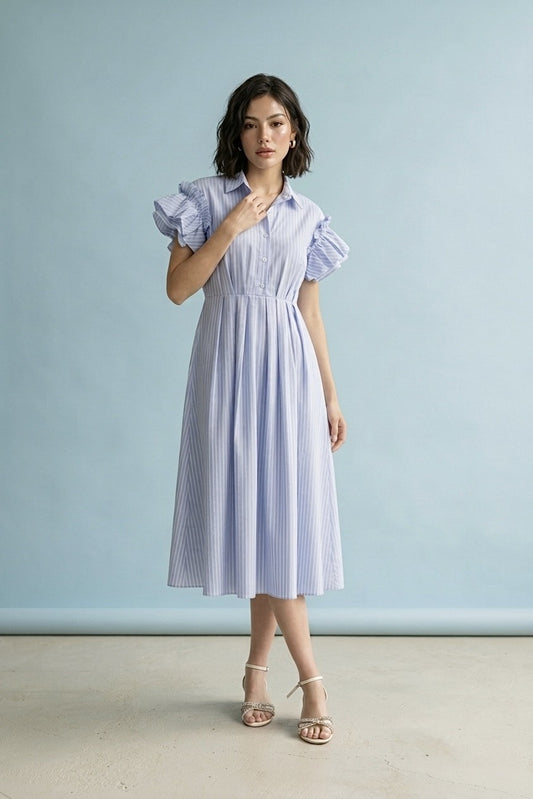 The Oxford Ruffle Summer Midi Dress