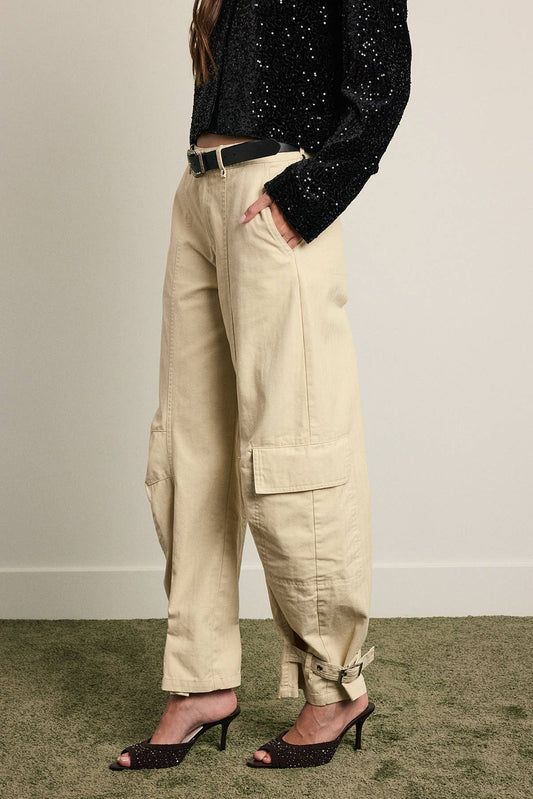 Adjustable Hem Curved Cargo Flight Pant