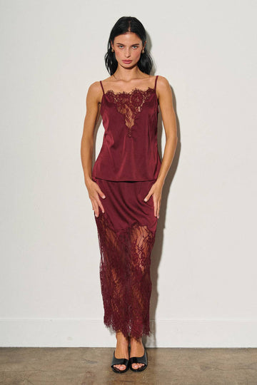 The Bexley Satin Lace Midi Skirt Set