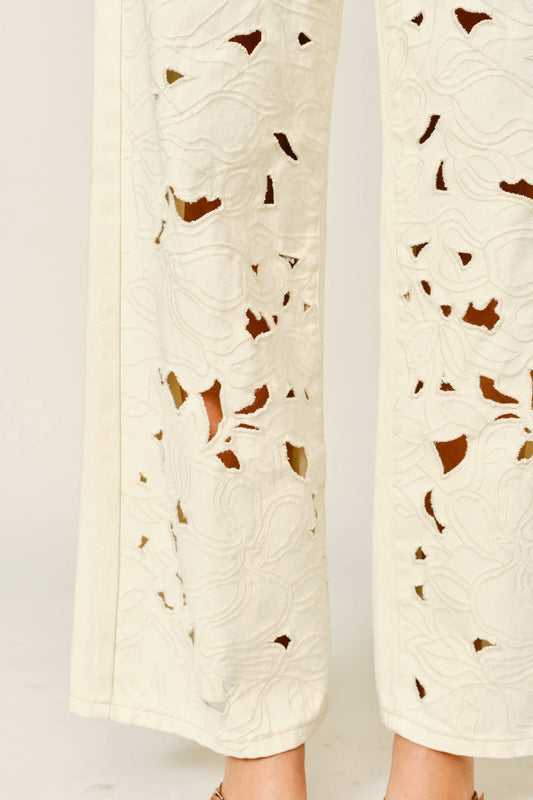 The Sawyer Cutout Embroidered Twill Pants