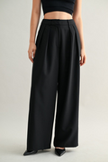 Pleated Wide Leg Trouser - Black
