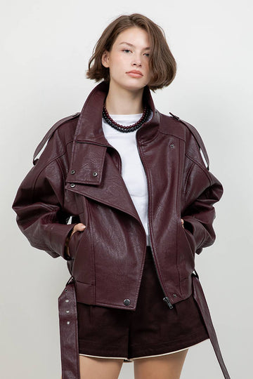 The Rori Oversized Leather Bomber Jacket