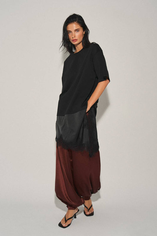 Kaylin Combo Lace Asymmetric Hem Tee