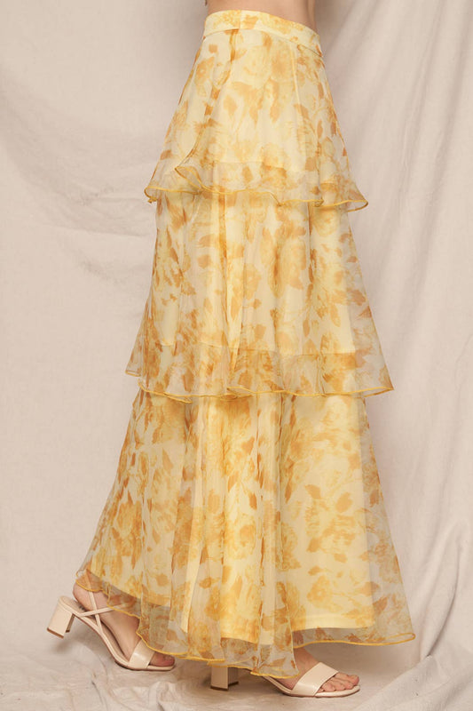 The Marigold Bloom Tiered Maxi Skirt