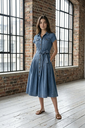 The Audery Denim Midi Dress