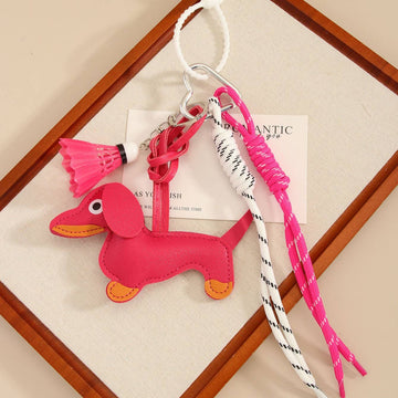 Project Sanctuary: Leather Dachshund Badminton Shuttlecock Keychain