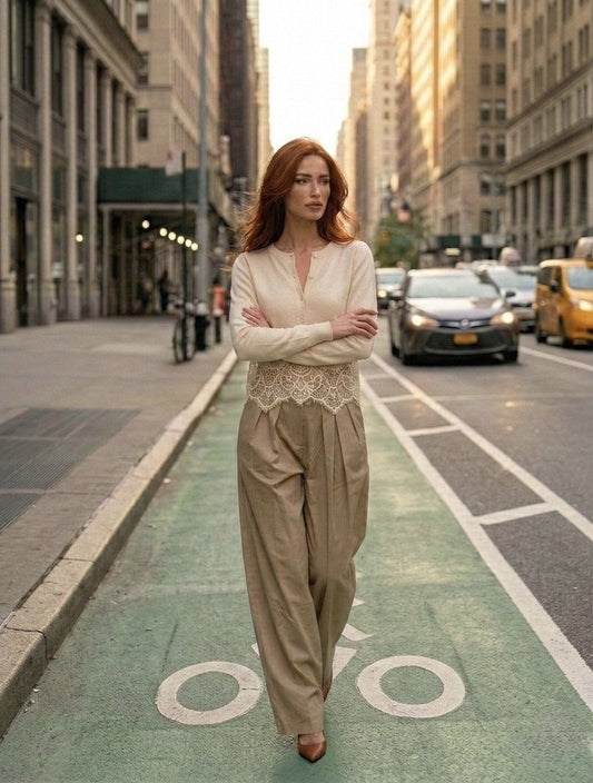 Sweater Tank with Lace Edge Detailing