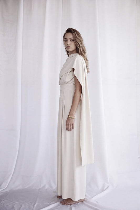 The White Theory Scarf-Neck Jumpsuit