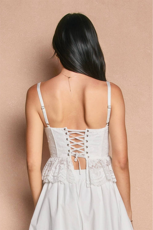 Emma Lace Up Corset Peplum Top