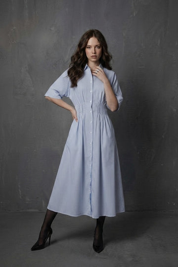 Silva Striped Yarn Dye Maxi Dress with Pockets