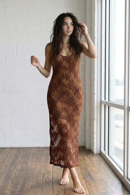 Wanderlust Scoop Neck Crochet Maxi Dress