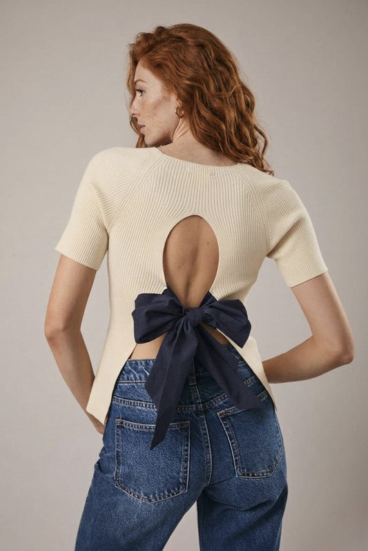 The Knot Your Average Taffeta Bow Tie Sweater