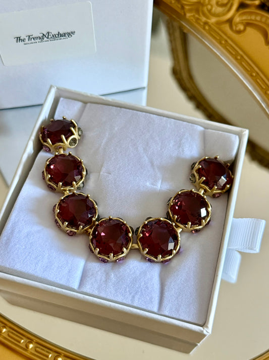 The Heirloom Merlot Rivière Crystal Necklace (18K Gold-Plated)