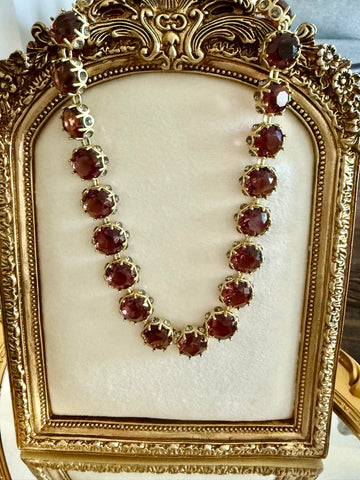 The Heirloom Merlot Rivière Crystal Necklace (18K Gold-Plated)