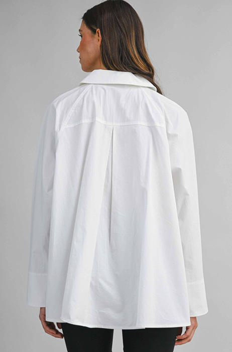 Modern Drop Hem Tailored Top - Off White