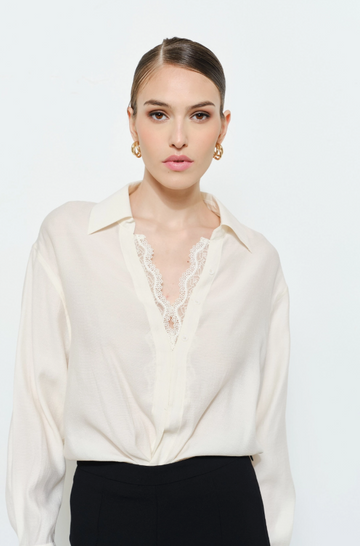 The Ava Lace Long Sleeve V-Neck Blouse