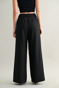 Pleated Wide Leg Trouser - Black