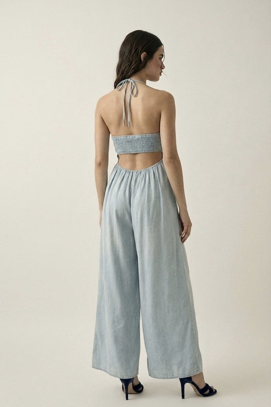 Mara Smocked Halter Jumpsuit