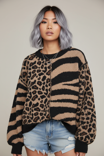 Animal Print Sweater - Portrait