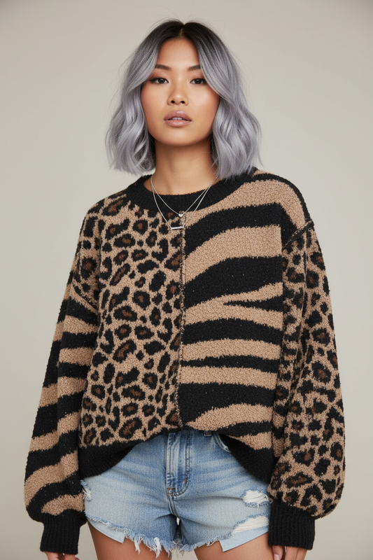 Animal Print Sweater - Portrait
