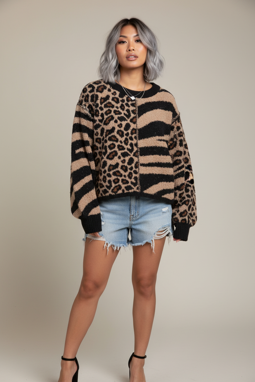 Animal Print Sweater - Upper Body