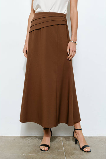 Piper Pleated Waistband Flared Midi Skirt
