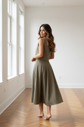 Back shot, glancing over shoulder