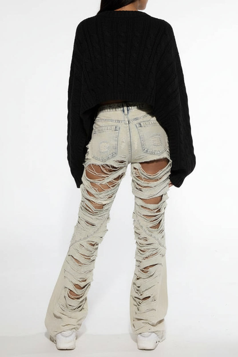 Back view - black sweater