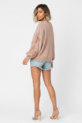 Blush Floral Sweater - Back Three Quarter