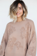 Blush Floral Sweater - Close Up