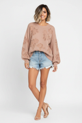 Blush Floral Sweater - Lean Pose