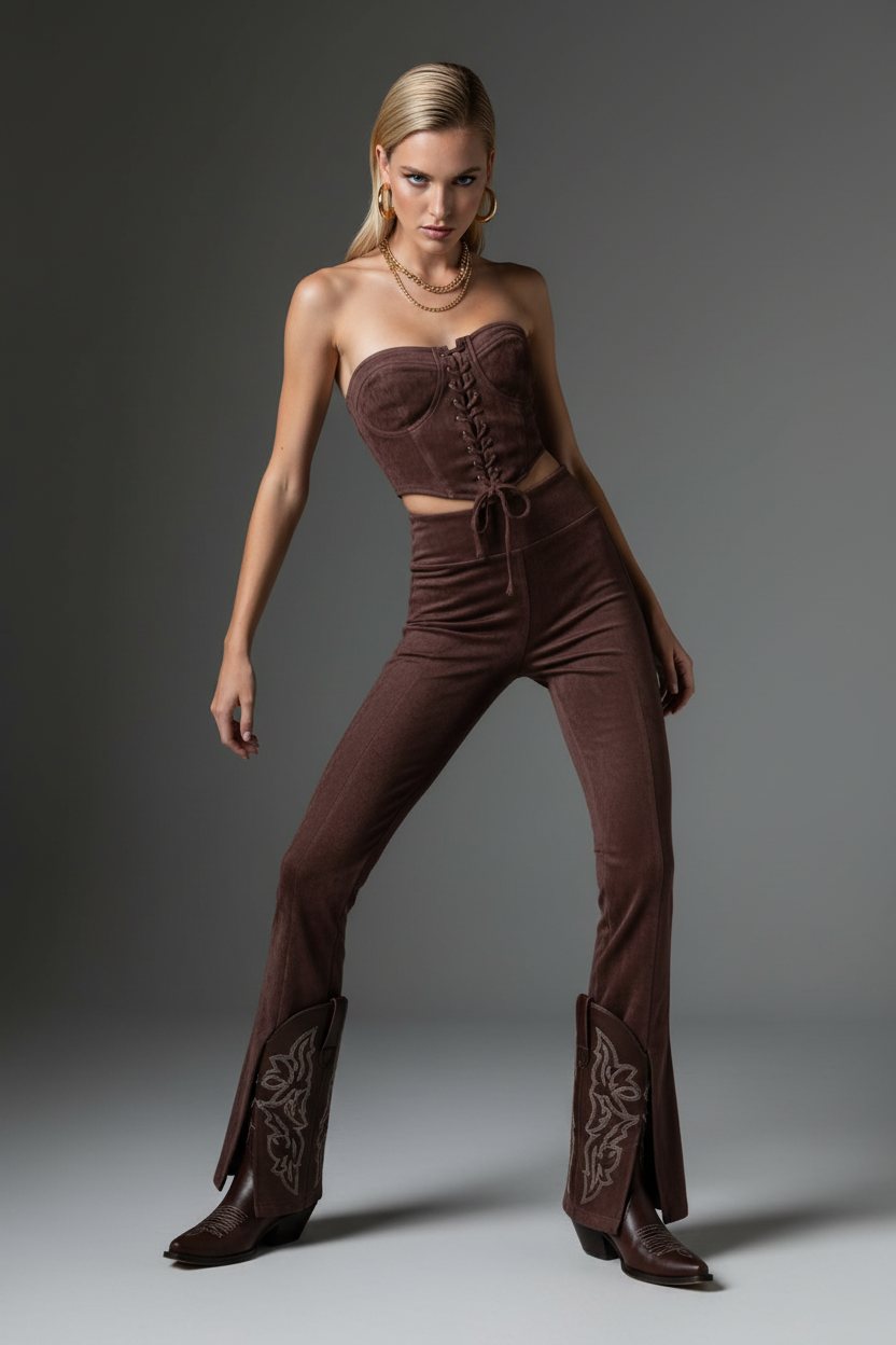 Brown Set Dark Boots 15