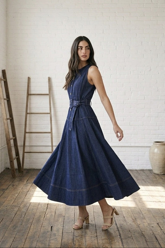 The Belted Archer Midi Dress