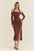Caminia dress, full-body pose on a plain ivory background