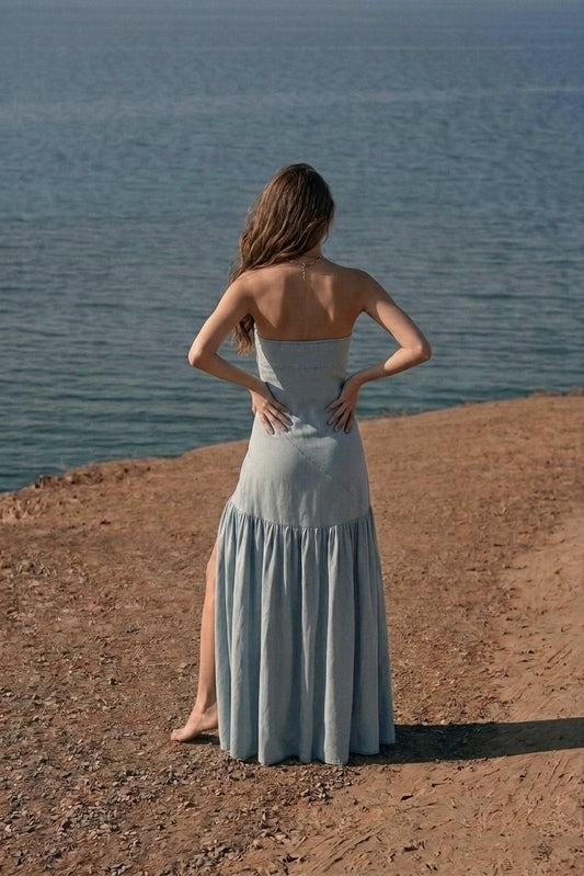 The Cerulean Shore Drop-Waist Maxi Dress