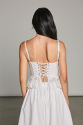 Close-up – lower corset, bow & lace peplum ruffle
