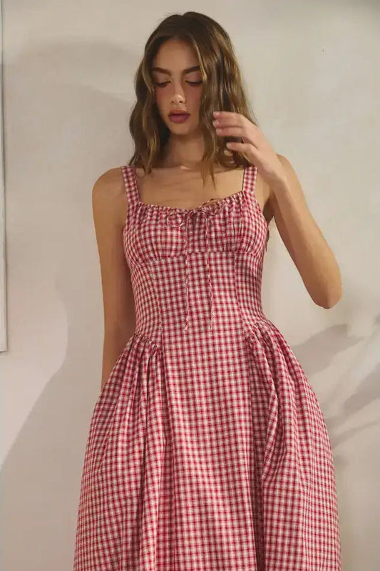 The Meadowbrook Gingham Midi Dress