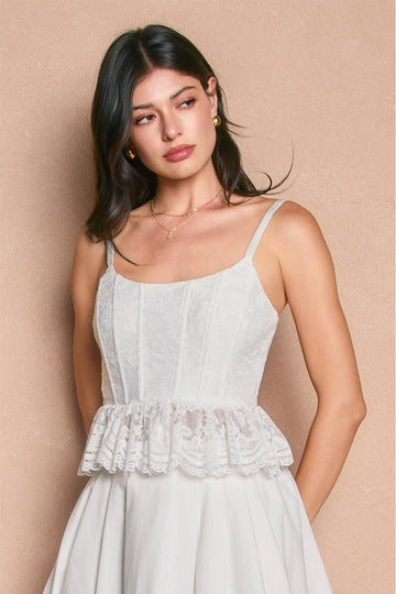 Emma Lace Up Corset Peplum Top